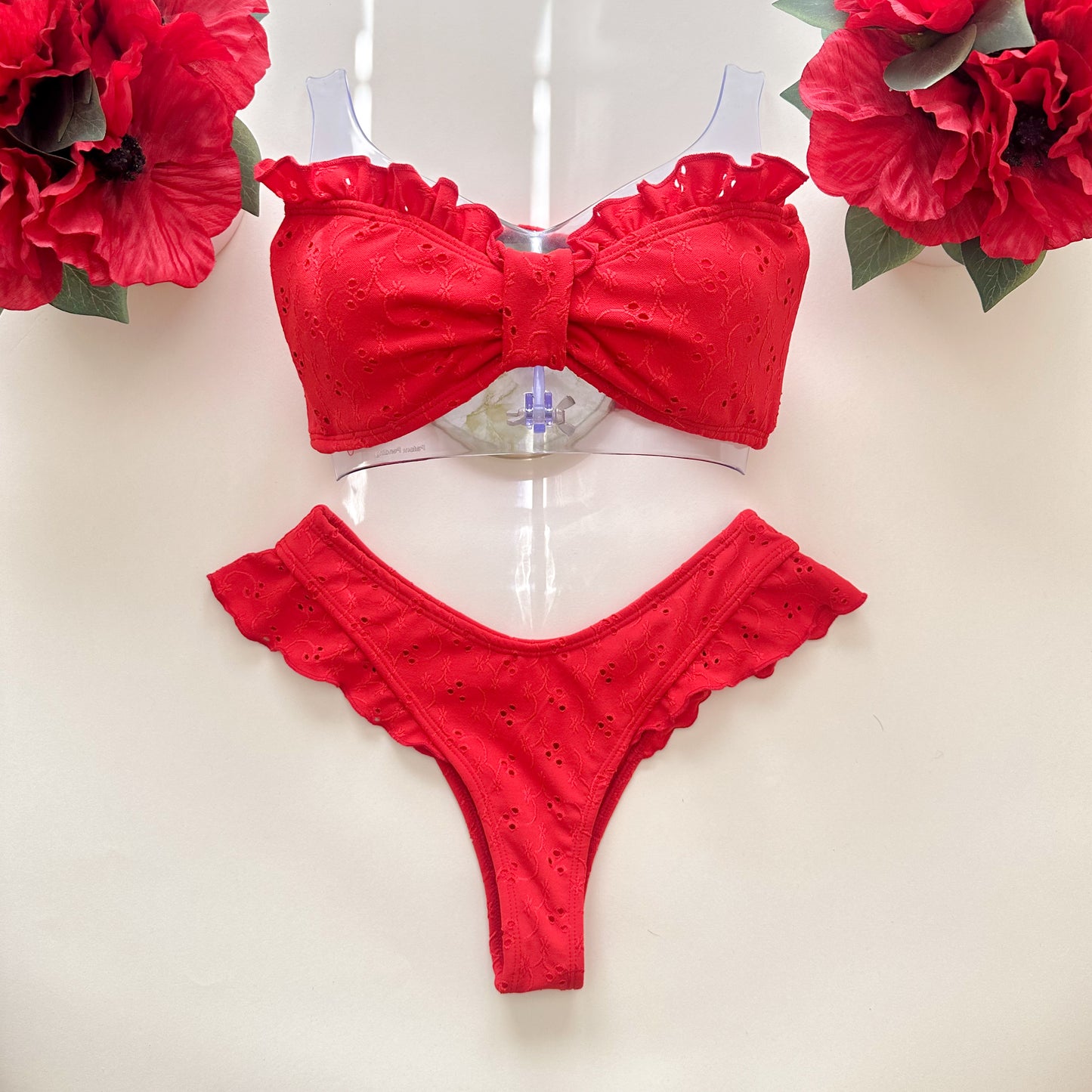 Classic Bandeau - Red Jacquard Eyelet