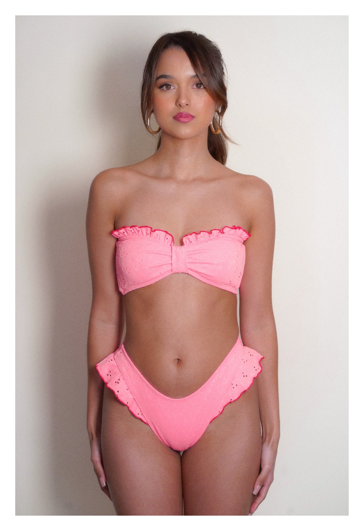 Classic Bandeau - Pink Jacquard Eyelet